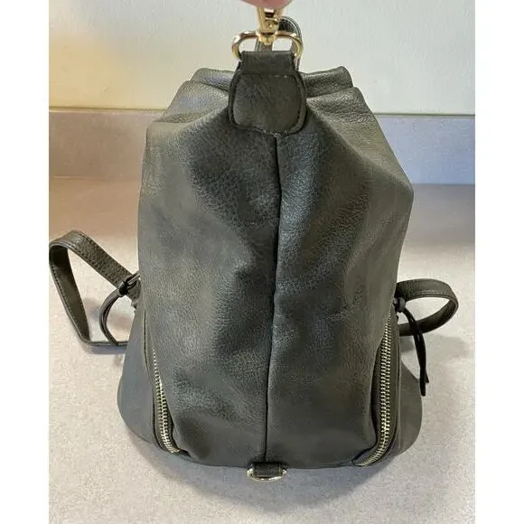 Sondra Roberts Squared Pebbled Green Backpack Bag Purse Casual Vegan Leather EUC - Picture 3 of 12